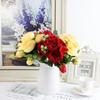 30cm Rose Pink Silk Bouquet Peony Artificial Flowers 5 Big Heads 4 Small Bud Bride Wedding Home Decoration Fake Flowers Faux