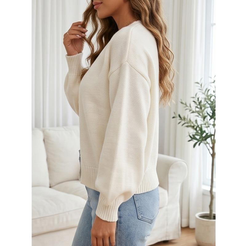 Women Casual Loose Long Sleeve Knit Open Front Cardigan Sweater Outerwear