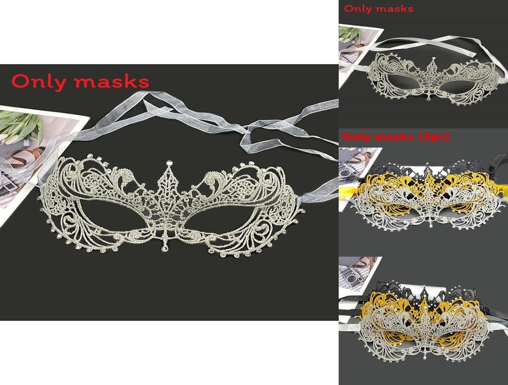 Make-up-Maske für Erwachsene mit Spitzendesign und Glitzerakzenten für Kostümpartys und Halloween-Veranstaltungen