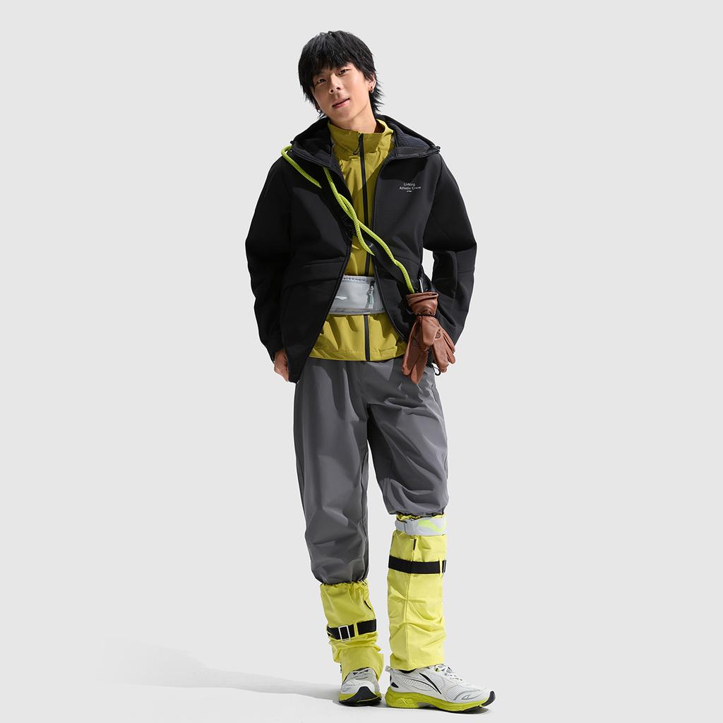 Li-Ning Lettuce Edge Water-Resistant Windproof Fleece-Lined Warm Outdoor Casual Versatile Climbing Jacket Unisex Jacket Black AFDU939-2