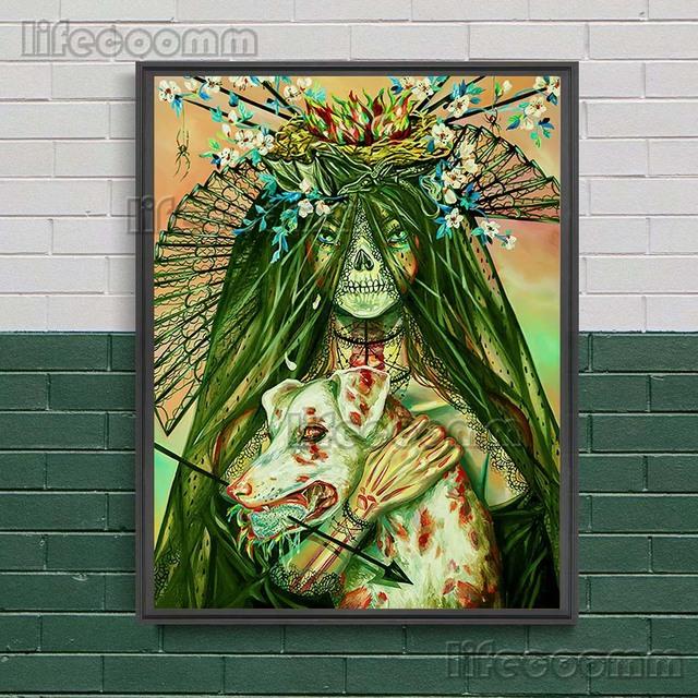 Gotycka Konstelacja Wiedźma Surrealistyczny Wydruk Sztuki Czaszki Dekoracja Ścienna Sztuka Płótno Malowanie Wystrój Domu Straszny De Wicca Plakat Wydruk Bez Ramki