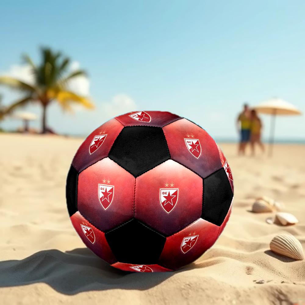 SIZE 5 Red Star Belgrade Soccer Ball Colorful All Ages Machine Stitched PVC Competition Ready Durable High-Bounce