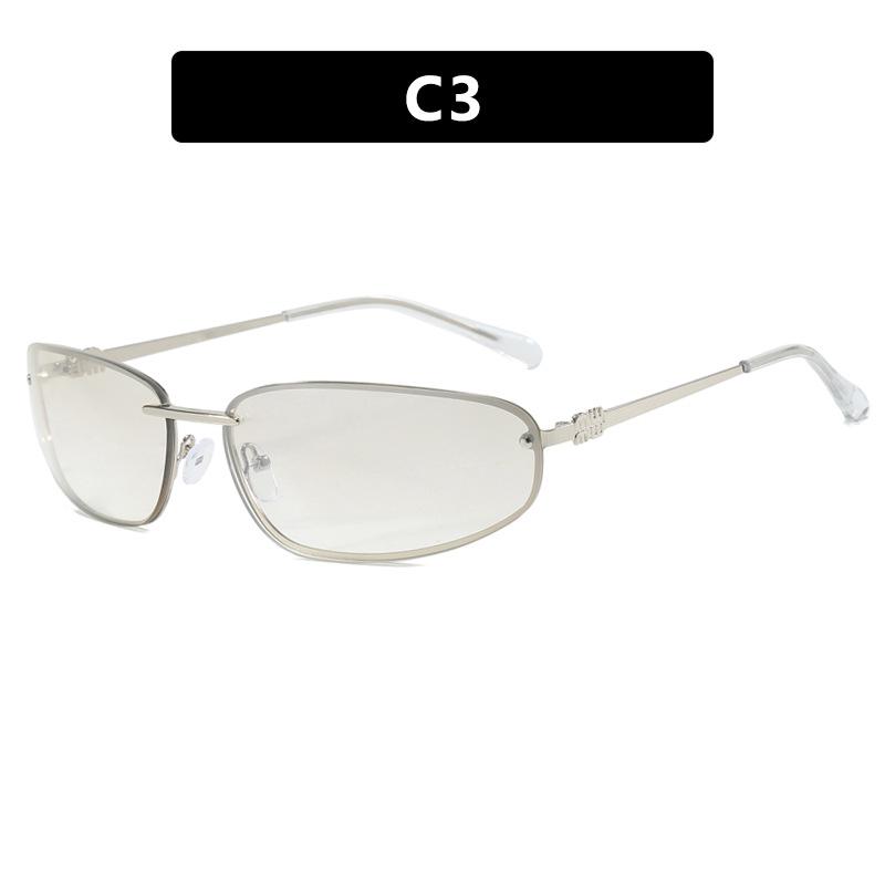 Ovale rammeløse Y2K luksussolbriller merkedesign high-end styling punk-solbriller utendørs retro personlighetssolbriller kvinner