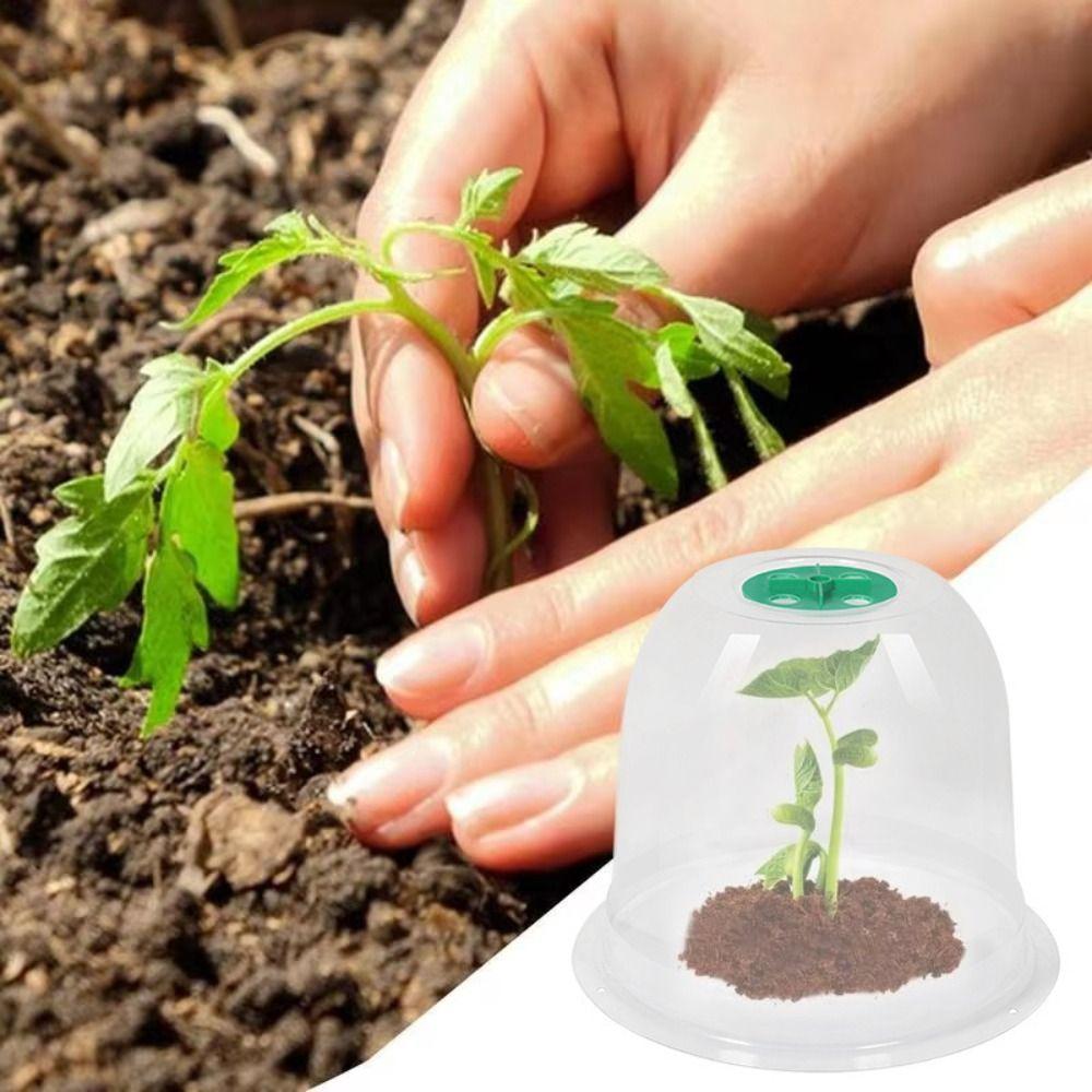 10pcs Plastic Planting Protective Cover Transparent Thermal Seedling Insulation Cover Reusable Moisturizing Seedling Hood