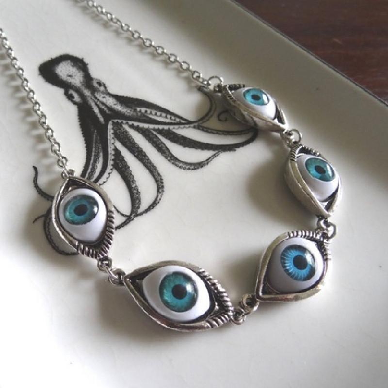 Alloy Retro European & American Versatile Eyeball Necklace