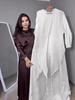 2025 Autumn Women's Satin Two-Piece Dress with Beading, Round Neck & Waist-Cinching Long Sleeves