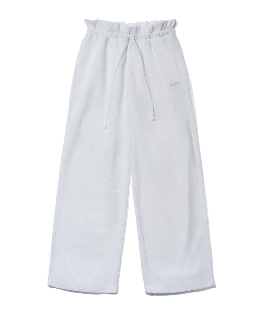 YOUHEE Frill Banding Wide Pants_White