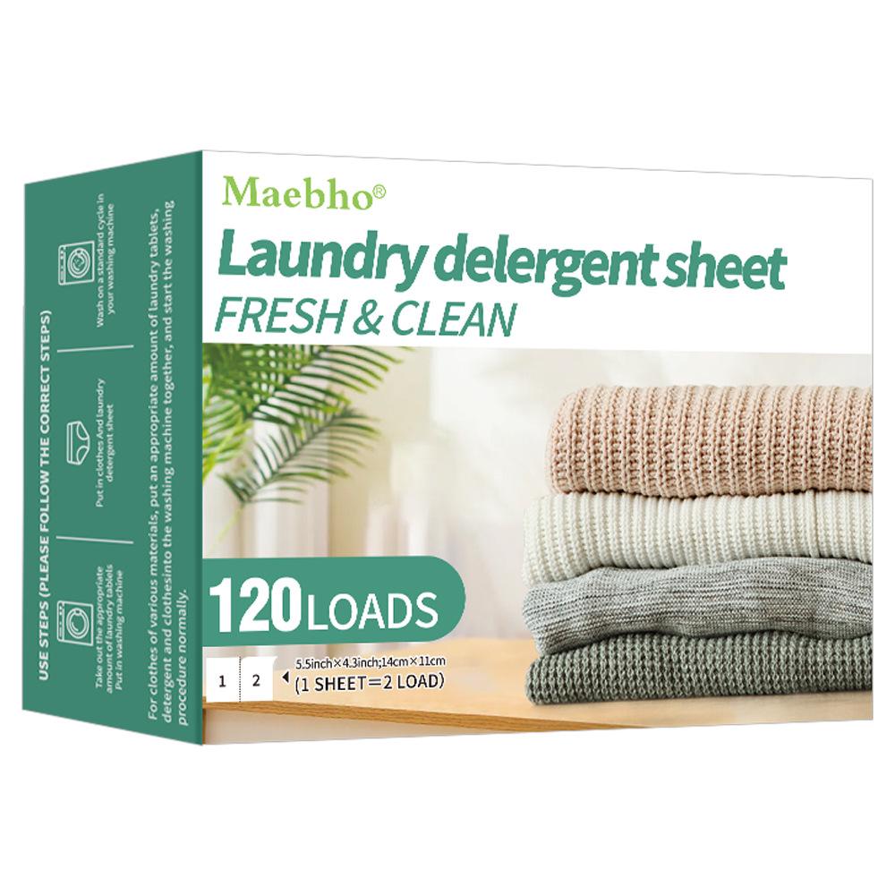 Portable Concentrated Laundry Sheets, Quick-Dissolving Stain Removers with Fresh Linen Scent