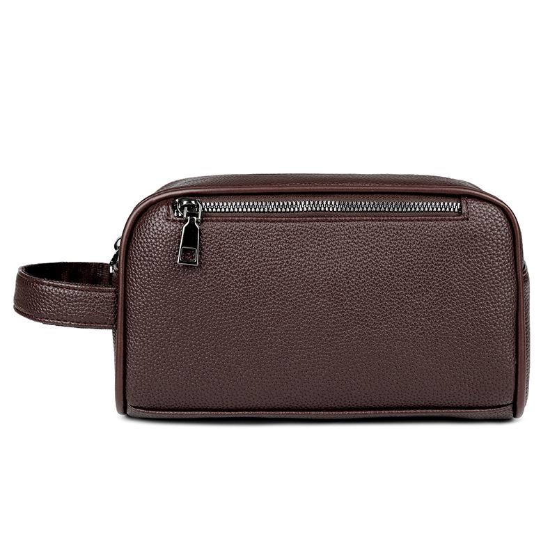 Men's Cross-border PU Leather Clutch - Textured Lychee Grain Coin & Phone Bag for Business and Commute.