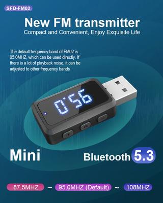 Transmetteur Récepteur Bluetooth 5.3 pour Voiture Appel Mains Libres Alimentation Mini USB Kit Voiture Adaptateur Audio Sans Fil Auto Stéréo Pour Radio FM de Voiture