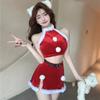 New Sexy Pure Wind Velvet Plush New Year's Day Christmas Split Temperament Short Dress Suit for Women