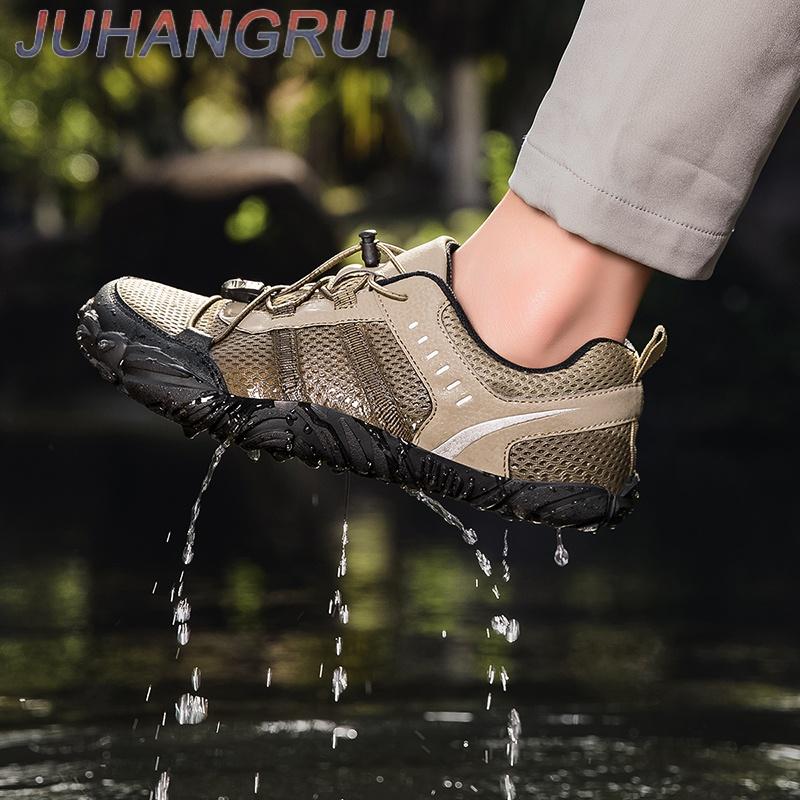 Summer Large Size Outdoor Sports Trekking Shoes Breathable Mesh Rubber Sole Non-slip Fishing Hiking Diving Beach Walking Shoes