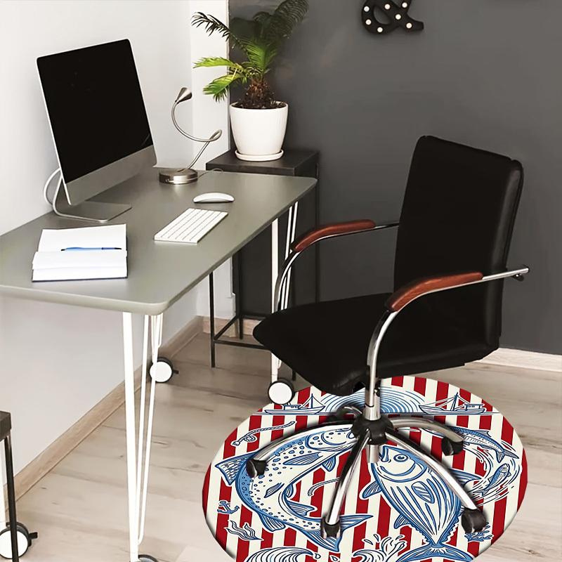 

1PC Fish Ocean Non-Slip Floor Round carpet, Office, family, bedroom, Large Area Rug Indoor Rugs, Durable Polyester-L0374 80cm by 80cm