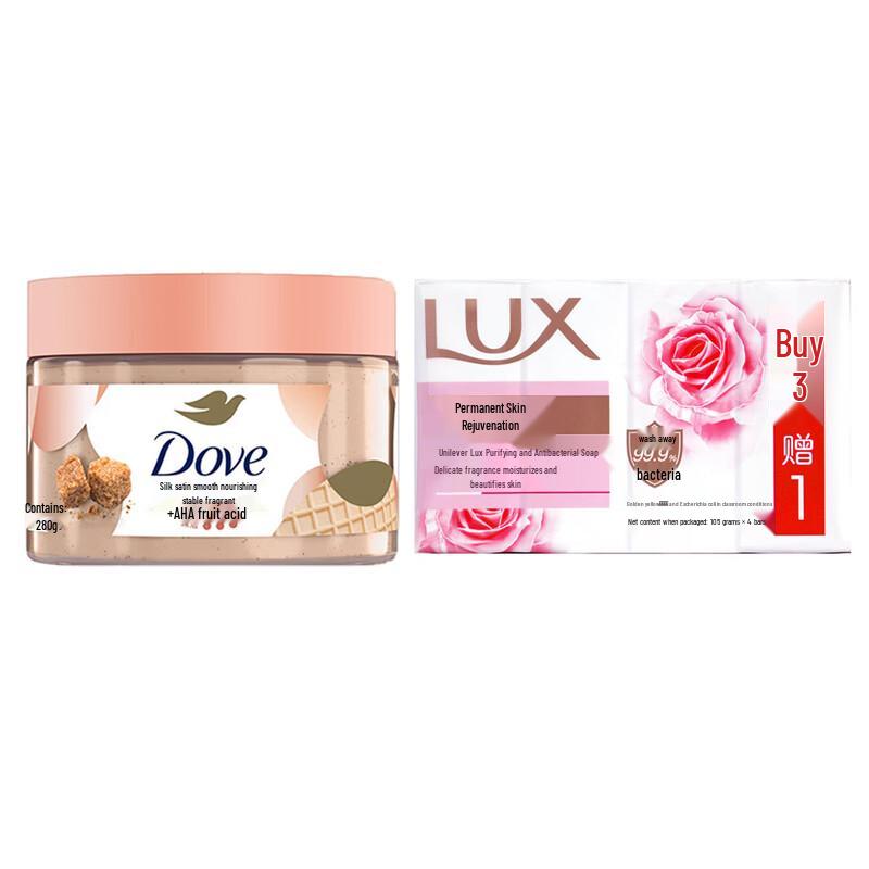 Набор: Скраб для тела Dove с кокосовым сахаром и мыло Lux