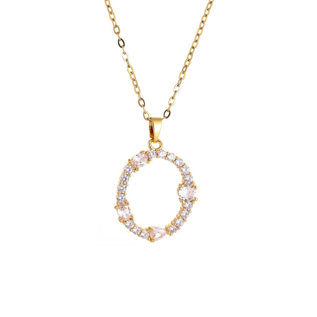 Luxury 26 Letter Necklace Women Unique Design White Zircon Crystal Collarbone Chain Party Jewelry Christmas Gift