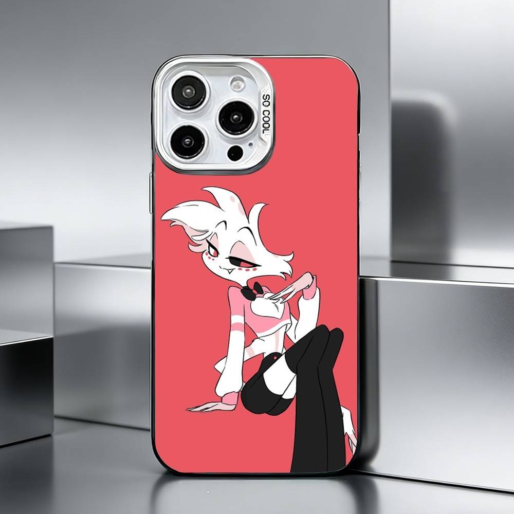A-Angel D-DustS H-Hazbin Custodia per Telefono per iPhone 17,16,15,14,13,12,11 Plus,Pro Max,XS,Custodia per telefono argentata colorata