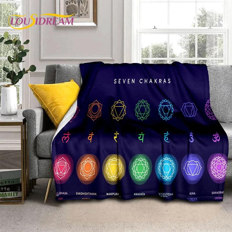 3D Yoga Meditation Rainbow 7 Chakra HD Soft Flannel Blankets,Throw Blanket Comfortable Blanket for Picnic Beds Home Bedroom Gift