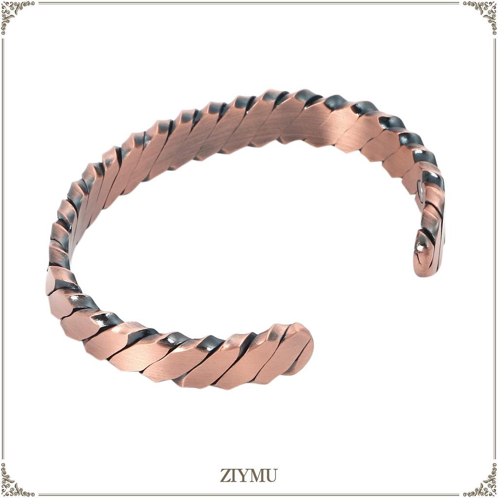 Magnetic Bracelet Open Bangle Red Copper Magnet Health Bracelet [ZIYMU] 6-Bead Men's type.A Zm-b-031