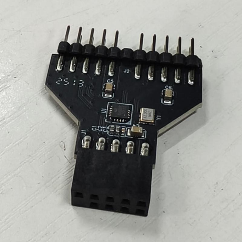 Stable Performance Motherboard USB 9Pin Interface Header Splitter for Computer RGB Light 1 To 2 USB Hub