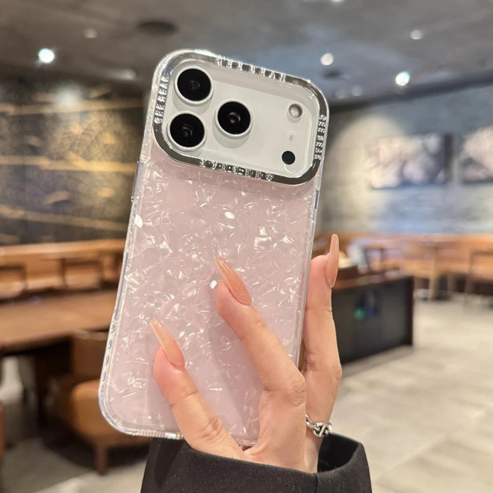 

Shell Pattern Phone Case For iPhone 17 Air 11 12 13 16 Pro Max 15 14 16 Plus 17 Pro Max Bling Bling Glitter Protector Cover For iPhone 16