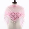 Korean Women Winter Long Neck Protection Plush Warm ShawlSolid Sequin Fragmented Flower Embroidery Lace Tassel Triangle Scarf