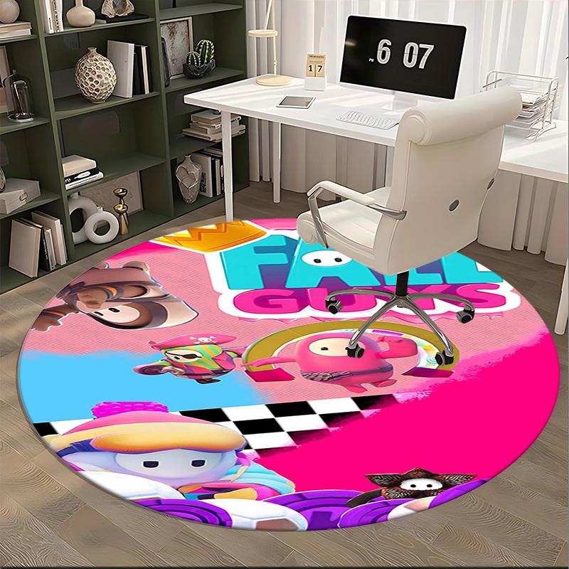 Fall Guys character, Chair mat Round Rug Office carpet, Machine Washable, Non slip, Suitable for Living Rooms, Bedrooms