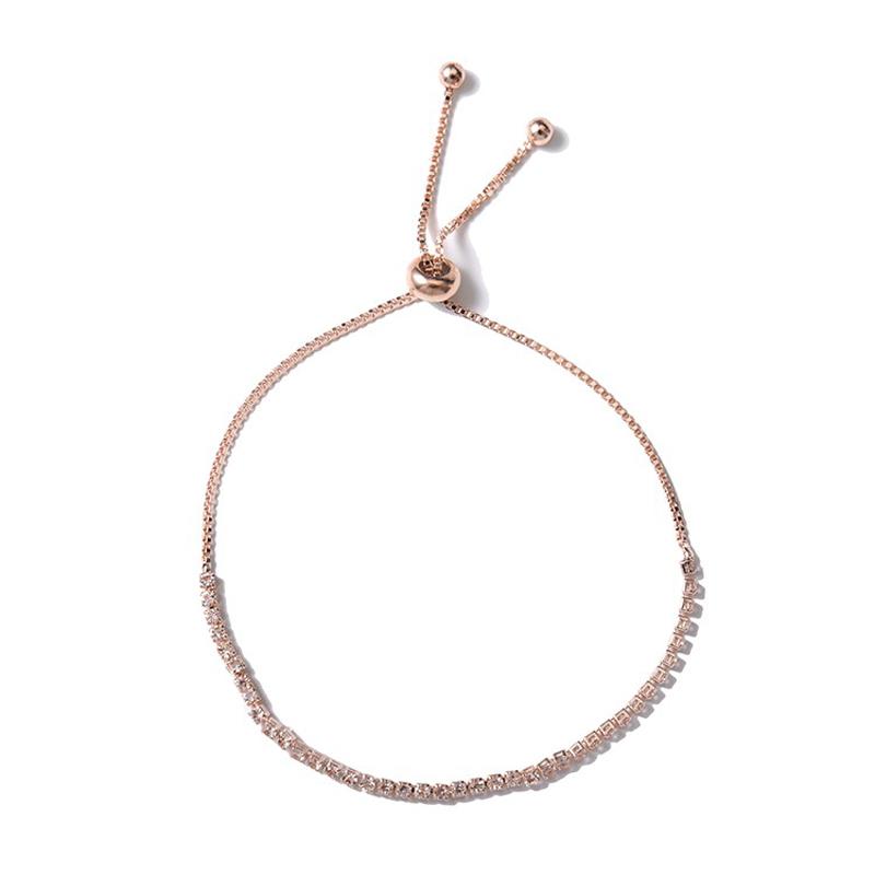 SUMENG 2024 New Round Rose Gold Color Cubic Zirconia Charm Bracelets for Women Jewelry Gifts