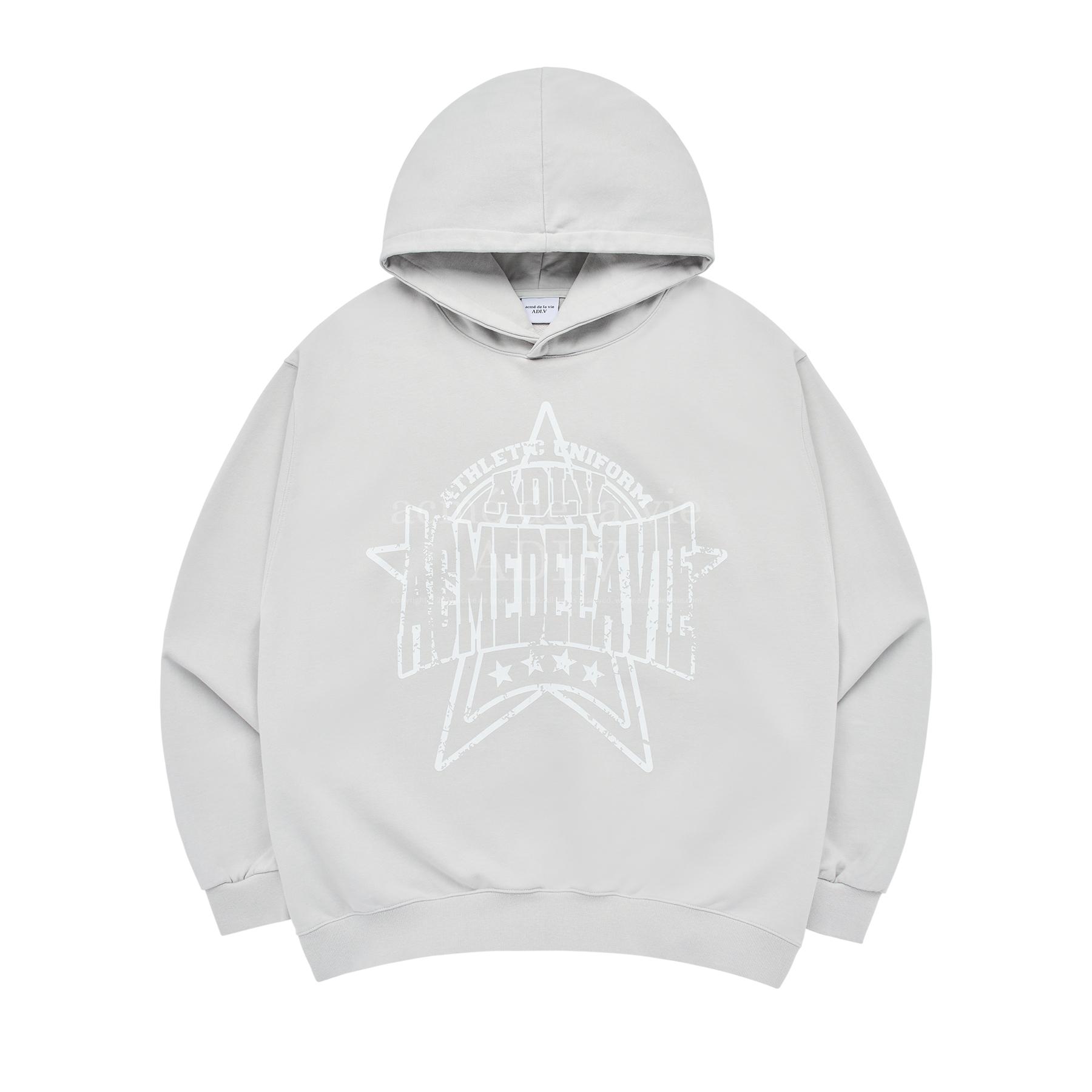 Acme Dravi Preppy Logo Crack Printing Hoodie Gray Grey/1