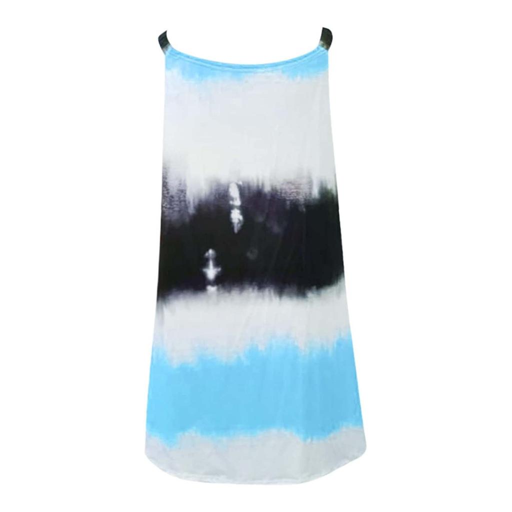 Dame Mote Gradient Trykk Ermeløs Spaghetti Maxi Kjole