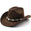 Western suede upturned edge Western cowboy hat Men's and women's outdoor travel hat Rolled brim Ethnic style top hat Felt hat