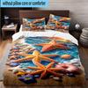 Ocean Starfish Shells 3pcs Bedding,Including 1pc Duvet Cover And 2pcs Pillowcases Perfect for Christmas,Ideal for Bedroom, Dormitory