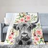 Hochlandkuh-Print Decke und Überwürfe Niedliches Bauernhoftier Kuh Geschenke Weiche Warme Bettwäsche Decke für Mädchen Kinder Erwachsene Sofa Reise