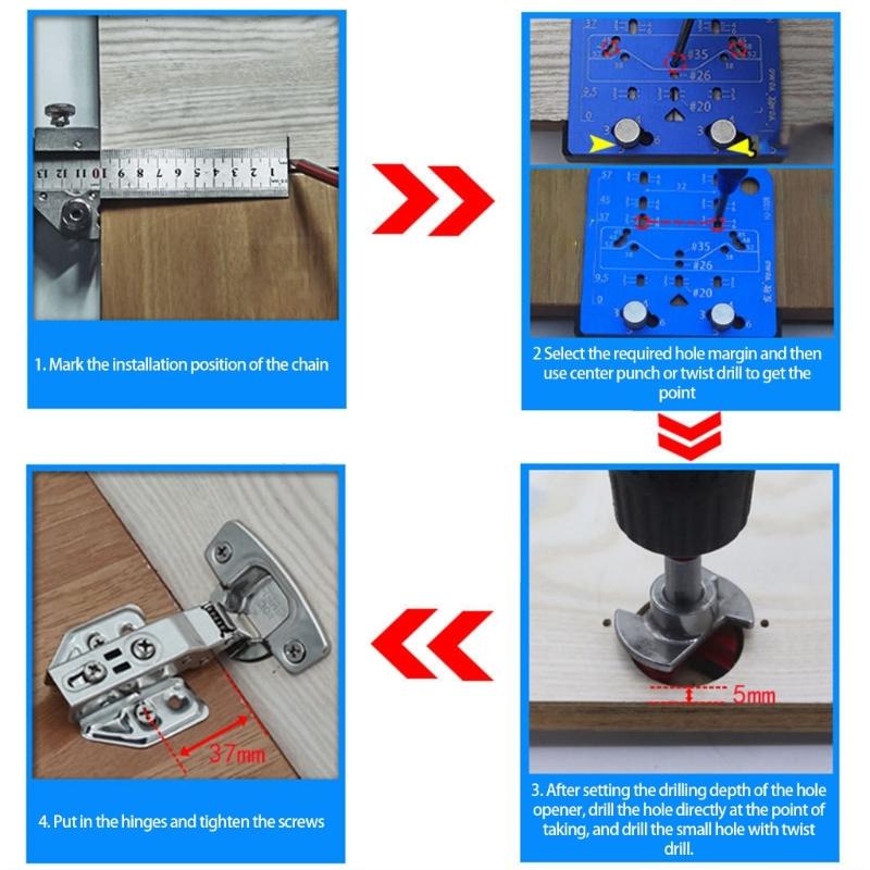 Aluminum Alloy Drill Guide Suitable for 26mm 35mm Holes Precise Drilling Cabinet Hinge & Shelf Pin with Ergonomic Design