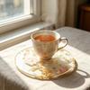 2Pcs Acrylic Drink Coaster Flowers Printed Heat-Resistant Coaster Waterproof Clear Non-Slip Cup Mat Gift for Mother's Day Birthday Holiday