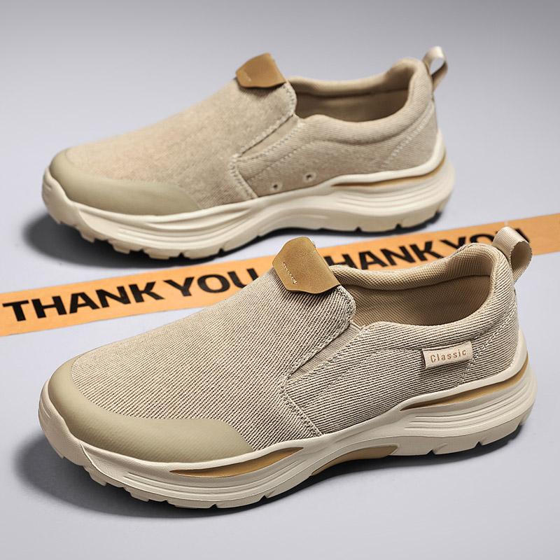 Men’s Outdoor Canvas Shoes Sneakers Driving Shoes Casual Slip on Wide Head Shoes for Farther Plus Size