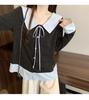 2026 Spring Plus Size Women's College-Style Patchwork Two-Piece Long Sleeve Top