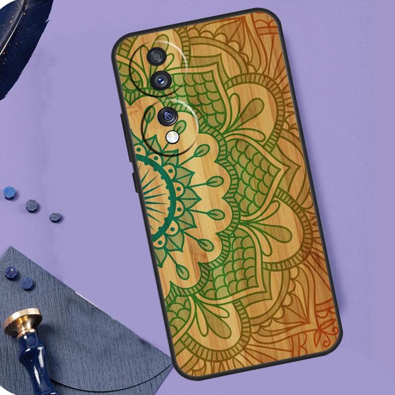 

Деревянная мандала с цветами для Honor X8a X9a X6a X7a X6 X7 X8 X9 X8b X9b Honor Magic 6 Pro 50 70 90 Magic 5 Lite Чехол Honor Magic5 Lite