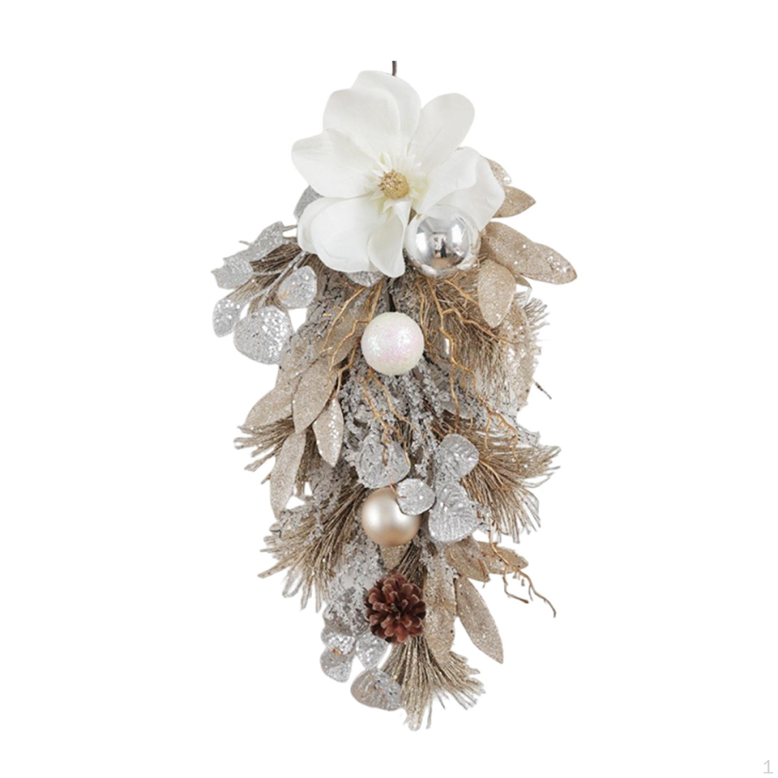 

Christmas Teardrop Swag for Front Door Xmas Decor Snowy Design Housewarming Gift Hanging Wreath