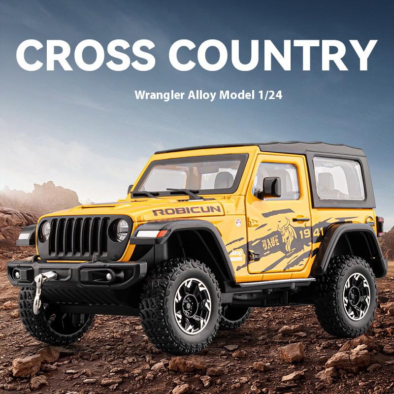 1/24 Alloy Die-cast Wrangler Off-road Vehicle Model Simulation Sound and Light Tire Shock Absorption Children's Toy Ornaments