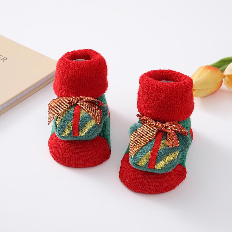 Newborn Baby Girls Boys Christmas Socks Cute Non-slip Socks Soft Lightweight Long Tube Socks for Fall Winter New Year Gift