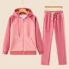 Conjunto de cárdigan con capucha de algodón liso para mujer - Moda exterior informal de moda para primavera/otoño