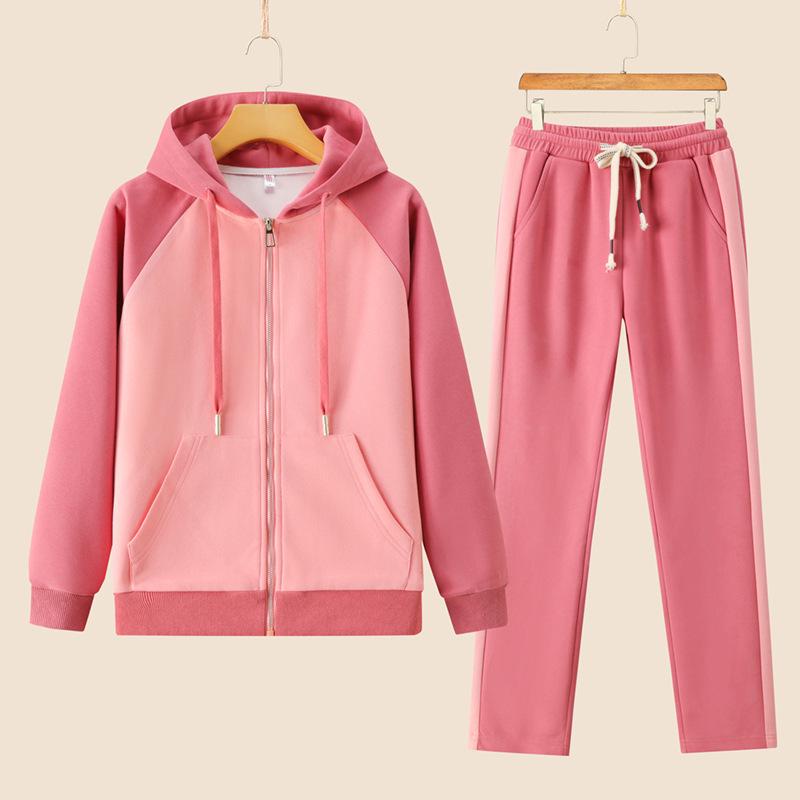 Conjunto de cárdigan con capucha de algodón liso para mujer - Moda exterior informal de moda para primavera/otoño