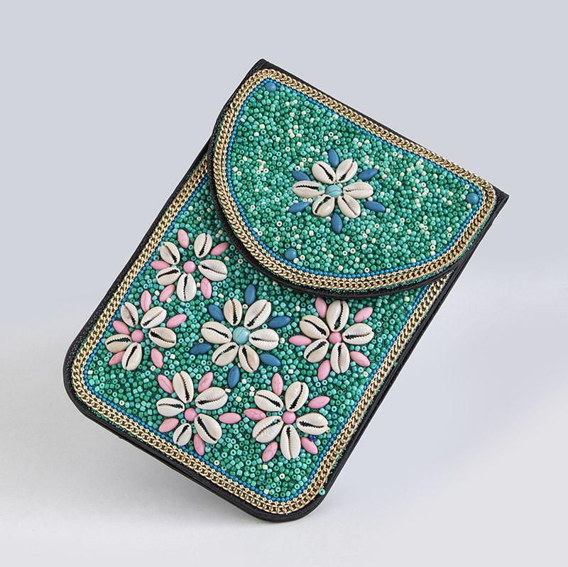 Bohemian Theme Pu Handbag With Magnetic Flap And Floral Accents For Daily Outings