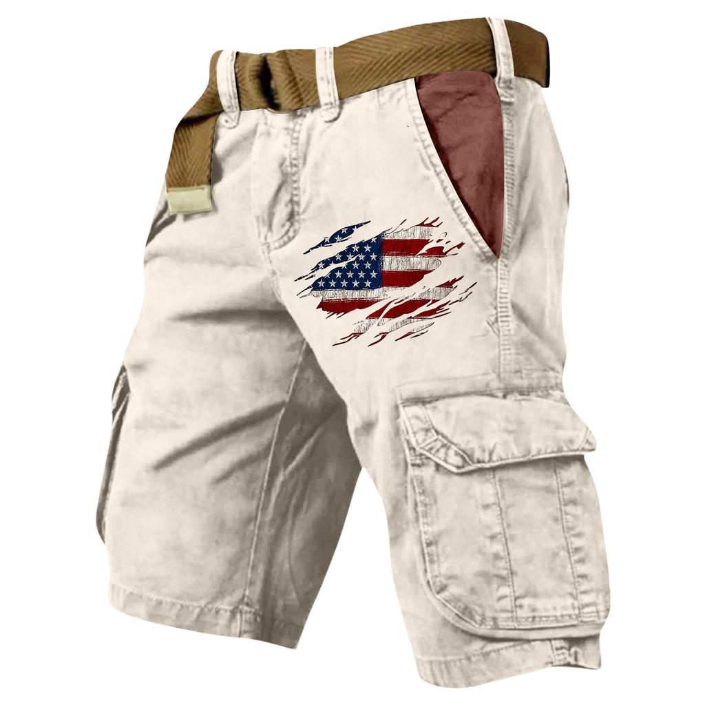 Men's Summer Printed Outdoor Shorts Men's Loose Multi-Pocket Shorts