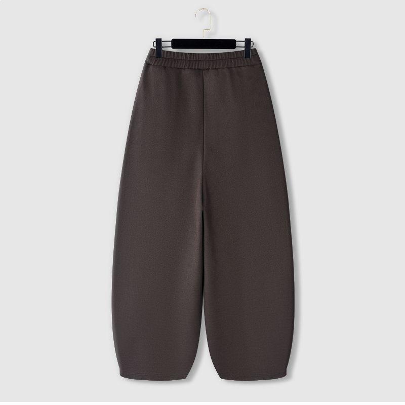 Spring & Autumn High-Waisted Knit Woolen Harem Pants - Slimming, Casual, Wide-Leg, Cropped Women's Pants