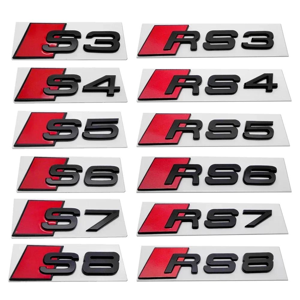 ABS Car Trunk Emblem Sticker for S Sline RS6 RS8 S3 S4 S5 S6 S8 RS3 RS4 RS5 Logo SQ3 SQ7 A3 A5 A8 Rear Tail Badge Accessories