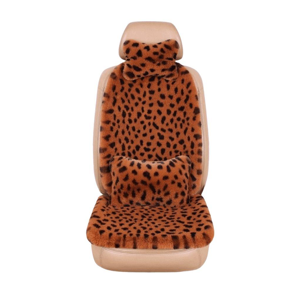 Rabbit Fur Rabbit Fur Car Pad Non-slip Plush Seat Cushion Leopard Print Seat Cover Cushion Front
