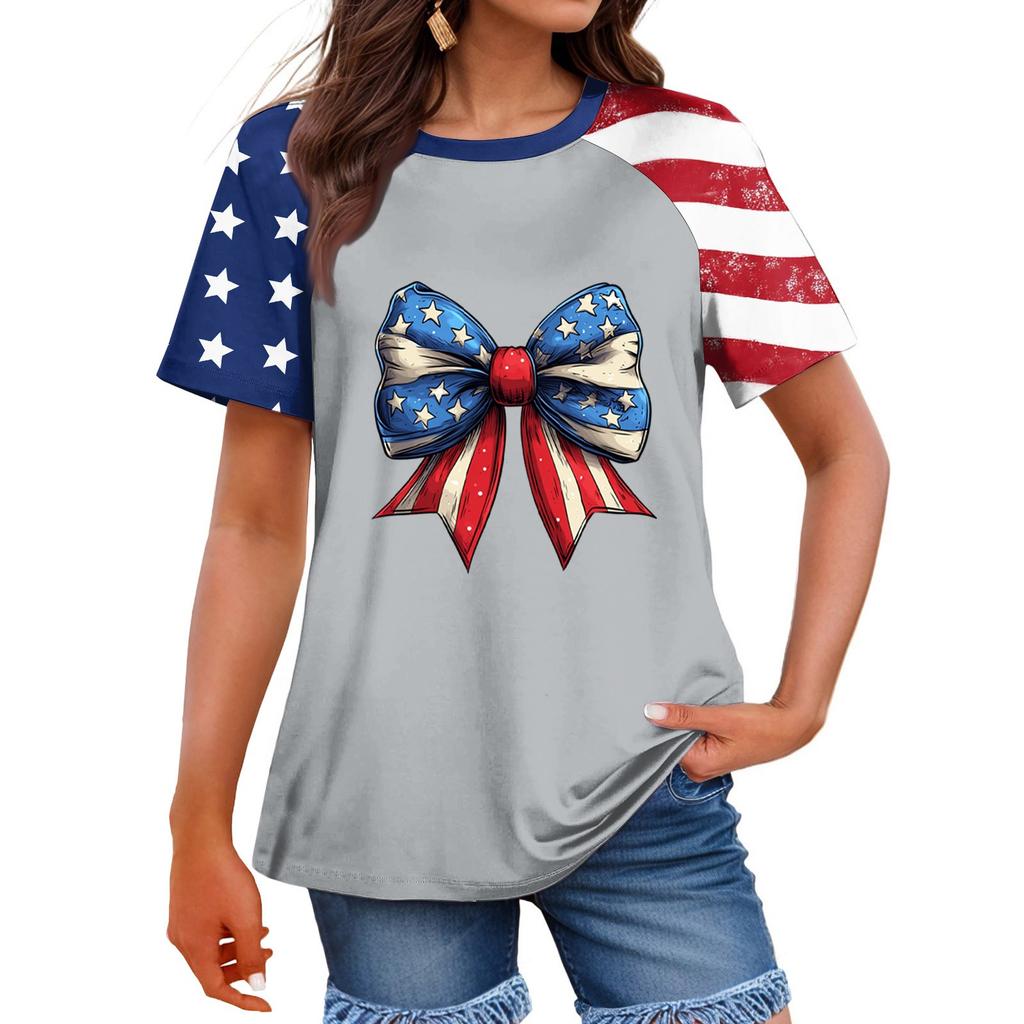 Women's Fashion Casual Printed Round Neck Raglan Sleeve T-Shirt Top T-Shirt Top Top