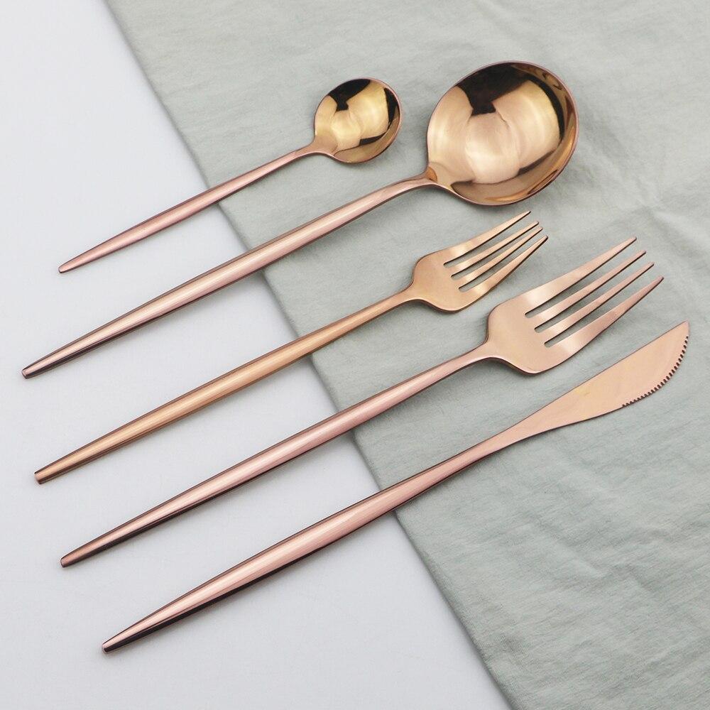 6Set/30Pcs Multicolor Cutlery Set Stainless Steel Dinnerware Set Knife Fork Spoon Flatware Sets Home Hotel Kitchen Party Tableware Set