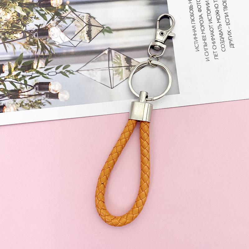 Braided Leather Car Keychain - Unisex Waist-Hanging Bag Charm Keyring